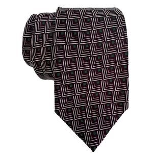 Ralph Lauren Purple Label Woven Neck Tie Deep Red Abstract Design Hand Made EXC